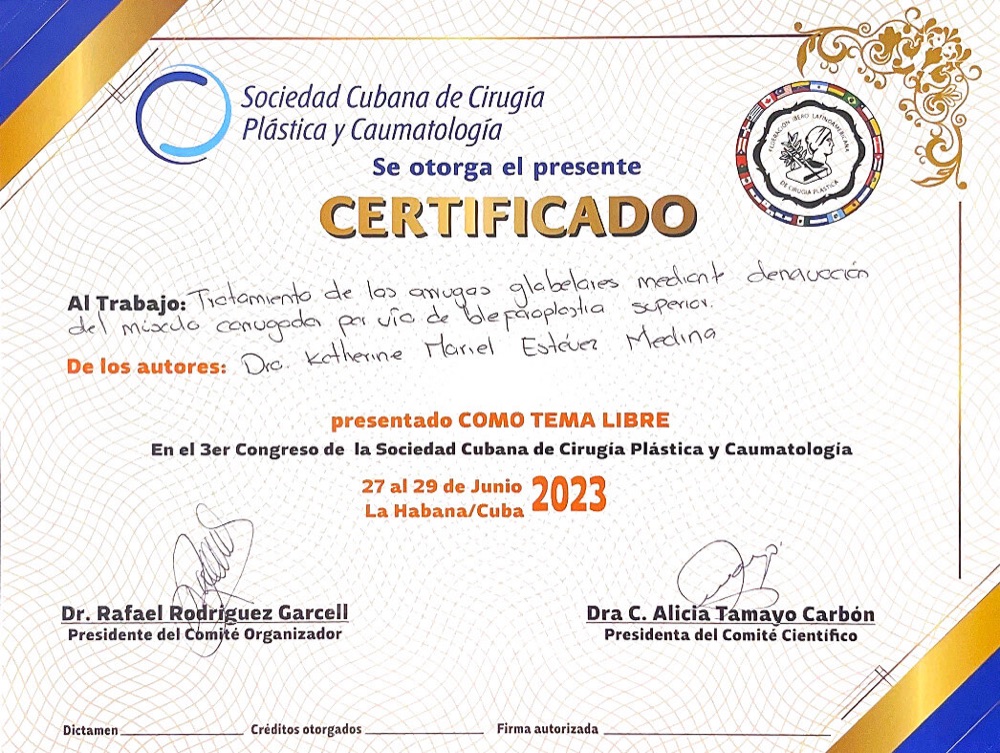 Certificado Cubano Hospital Hermanos Ameijeiras